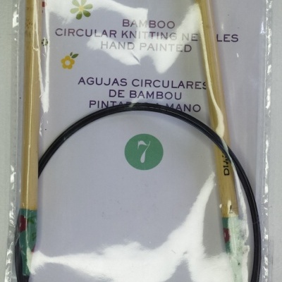 Agulhas circulares de bambu para tricô com cabo flexível na embalagem