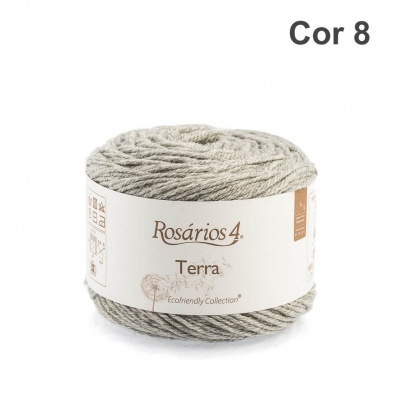 Novelo de fio cinzento claro Rosários 4 Terra Cor 8