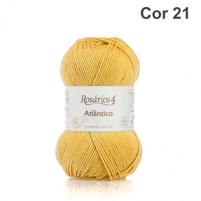 Novelo de lã amarelo mostarda Rosários 4 Atlântico cor 21