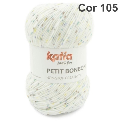 Novelo de lã Katia Petit Bonbon cor 105 com pequenos pontos coloridos