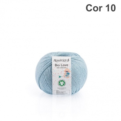 Bola de lã azul claro Rosários 4 Bio Love Cor 10