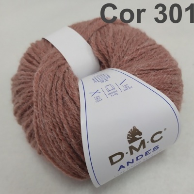 Novelo de lã rosa velho D.M.C. Andes cor 301 com etiqueta branca