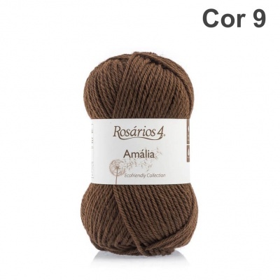 Novelo de lã castanha escura Rosários 4 Amália Cor 9