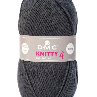 Novelo de fio de lã cinza escuro KNITTY 4 da D.M.C com etiqueta