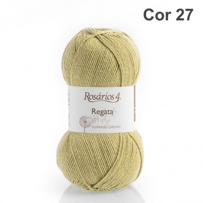 Novelo de lã bege claro Rosários 4 Regata cor 27 com etiqueta branca