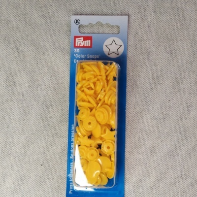 Pacote de botões de pressão amarelos Prym em embalagem azul