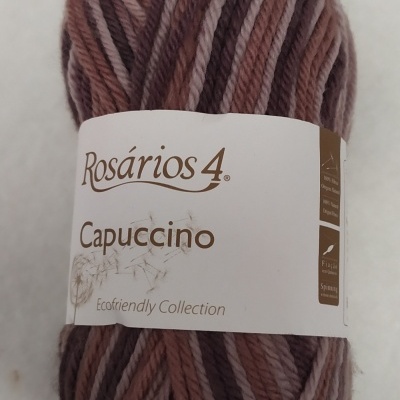 Novelo de lã Rosários 4 Capuccino multicolorido com rótulo branco