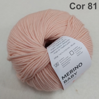 Novelo de lã Merino Baby rosa claro com etiqueta