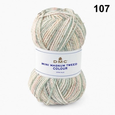 Novelo de fio D.M.C Mini Magnum Tweed Colour referência 107 branco, cinza, bege, verde e azul