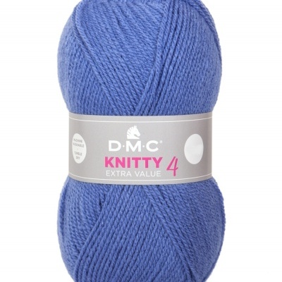 Novelo de lã azul marca D.M.C. Knitty 4
