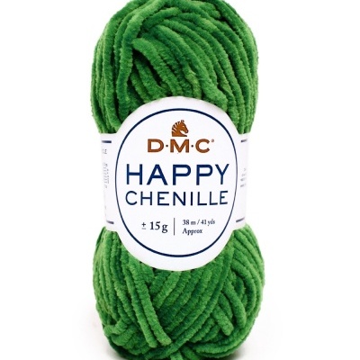 Novelo de fio chenille verde DMC Happy Chenille Cor 27