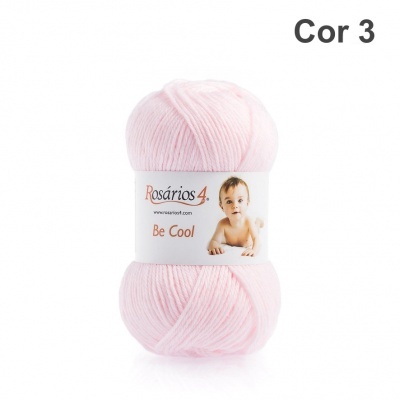 Novelo de lã rosa claro com etiqueta branca Rosários4 Be Cool Cor 3