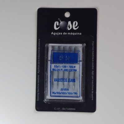 Agulhas de máquina para vaqueros jeans em embalagem preta