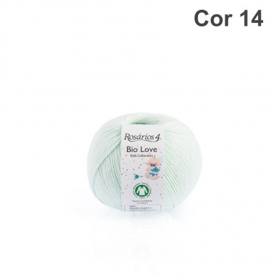 Novelo de lã verde claro Rosários 4 Bio Love Cor 14