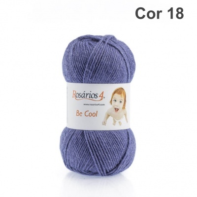 Novelo de lã azul com etiqueta da marca Rosários 4