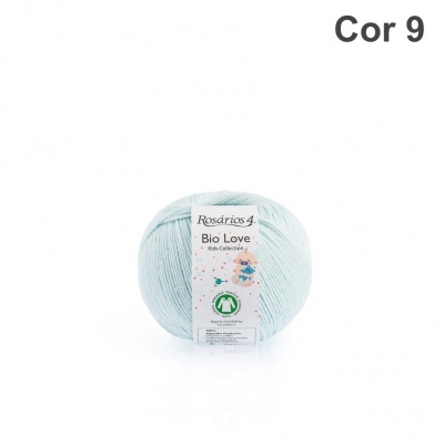 Novelo de fio azul claro Rosários 4 Bio Love Cor 9