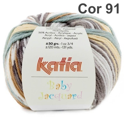 Novelo de lã Katia Baby Jacquard com seis tons de cor misturados