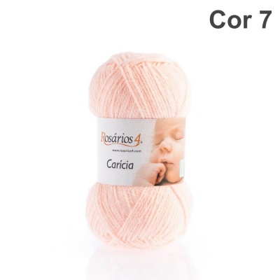 Novelo de fio rosa claro Rosários 4 Carícia com etiqueta de bebé adormecido