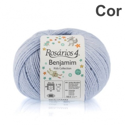 Novelo de lã azul claro Rosários 4 Benjamim Cor 24