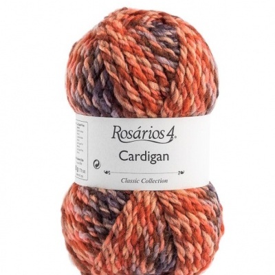 Novelo de fio grosso multicolorido com rótulo branco da Rosários4 Cardigan Classic Collection