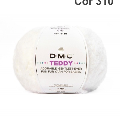 Novelo de lã branca DMC TEDDY Cor 310 com etiqueta central