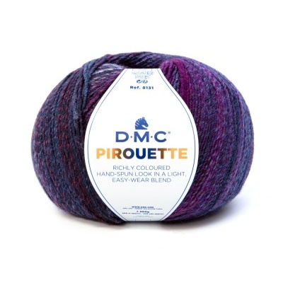 Novelo de lã azul e roxo Cor 842 da marca D.M.C. Piroette