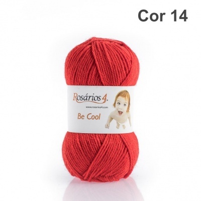 Mola de lã vermelha com etiqueta Rosários4 Be Cool e imagem de criança