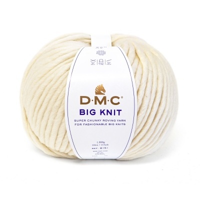 Novelo de lã grosso branco creme D.M.C. BIG KNIT cor 100