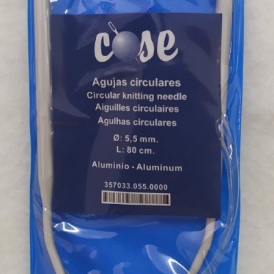 Agulhas circulares para tricô em alumínio com cabo circular em embalagem azul
