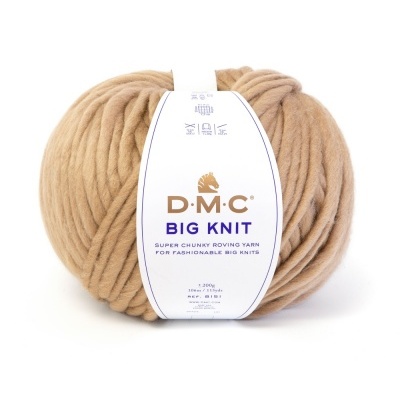 Novelo de lã grosso bege DMC BIG KNIT Cor 101 com etiqueta branca