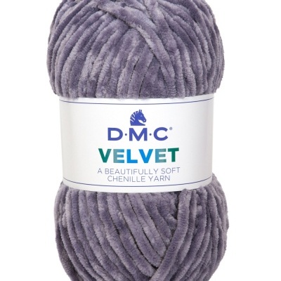 Novelo de fio chenille cinza-azulado D.M.C Velvet Cor 9