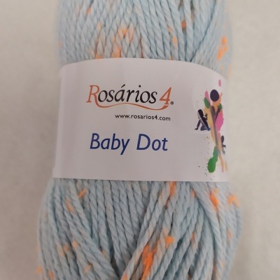 Novel de lã azul claro com pontos alaranjados Rosários 4 Baby Dot Cor 31