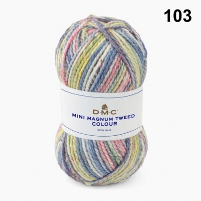 Novelo de lã colorida com etiqueta DMC Mini Magnum Tweed Colour 103