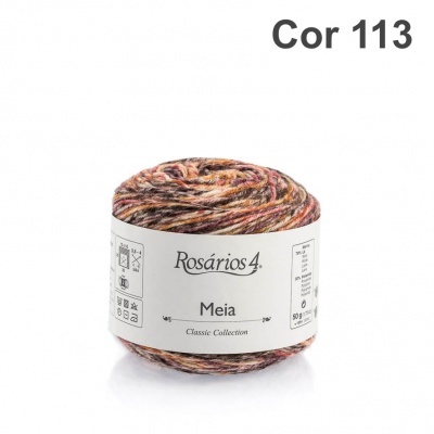 Novelo de lã multicolorida Rosários 4 Meia Cor 113