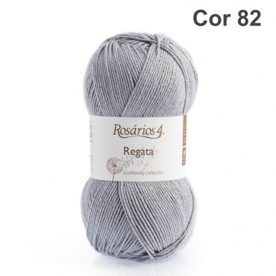 Novelo de fio de lã cinzento claro Rosários 4 Regata Cor 82
