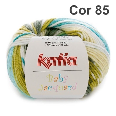 Novelo de fio de lã Katia Baby Jacquard Cor 85 colorido
