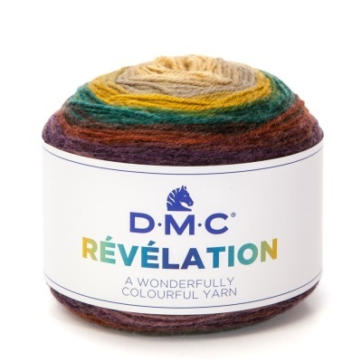 Novelo de fio de lã multicolorido D.M.C RÉVÉLATION com etiqueta branca