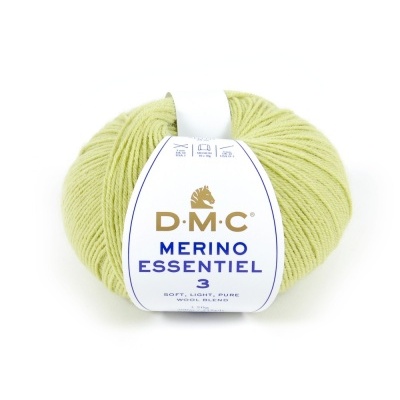 Novelo de lã verde claro D.M.C Merino Essentiel 3 com etiqueta branca