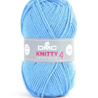 Novelo de lã azul claro DMC KNITTY 4 EXTRA VALUE com etiqueta cinzenta