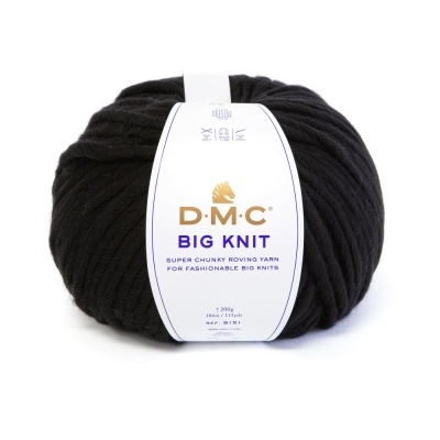 Bola de fio grosso preto com etiqueta D.M.C Big Knit