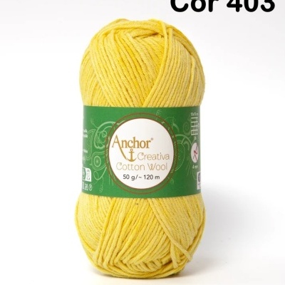 Novelo de fio algodão amarelo Anchor Creativa Cotton Wool cor 403
