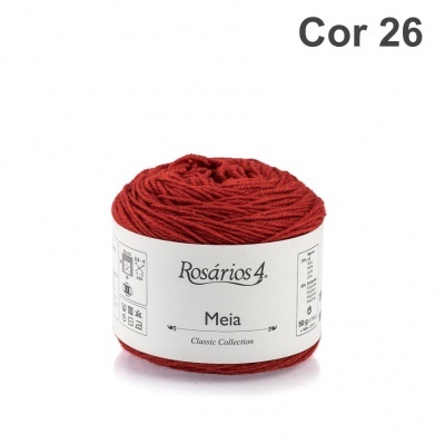 Novelo de lã vermelha Rosários 4 Meia Cor 26