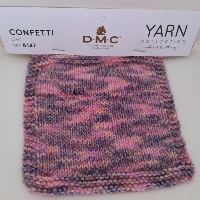 Amostra de lã multicolorida DMC Confetti com cartão de etiqueta