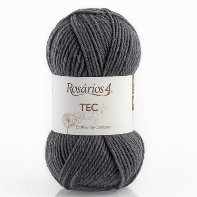 Novelo de lã cinzenta escura Rosários 4 com etiqueta branca