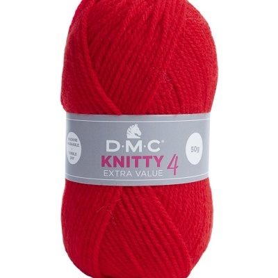 Novelo de lã vermelho D.M.C KNITTY 4 EXTRA VALUE cor 977