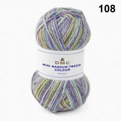Novelo de lã multicolorido D.M.C Mini Magnum Tweed Colour com etiqueta branca