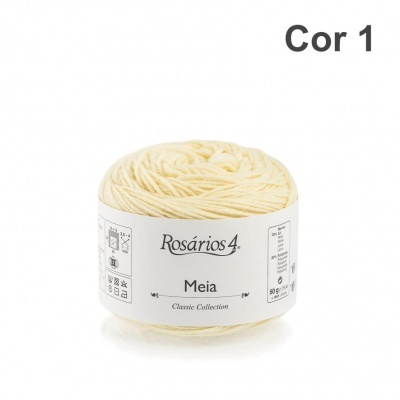 Novelo de lã Rosários 4 cor 1 com etiqueta branca em fundo branco