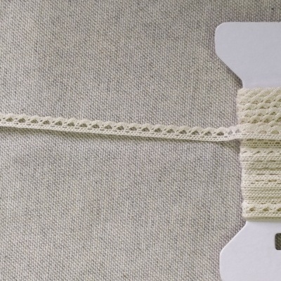 Renda branca fina em cartão sobre fundo cinza com texto Renda 22