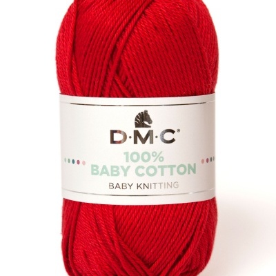 Novelo de lã vermelha D.M.C 100% baby cotton cor 754 com etiqueta branca