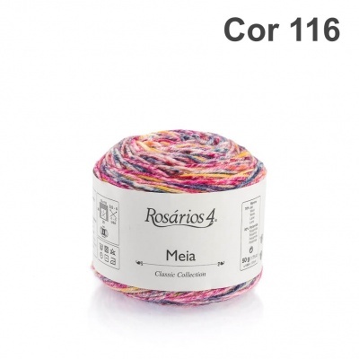 Novelo de lã multicolorida Rosários 4 Meia cor 116